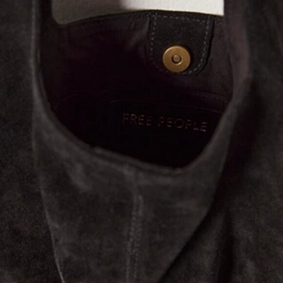 NWT Free People Riley Black Suede Fringe Bag Boho Bohemian Western - Picture 3 of 3